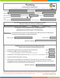 Document preview: Plumbing Endorsement Application - Utah