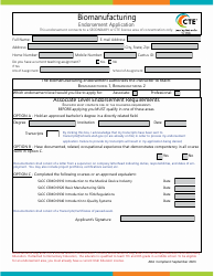 Biomanufacturing Endorsement Application - Utah