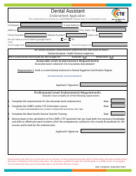 Document preview: Dental Assistant Endorsement Application - Utah