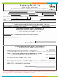 Document preview: Pharmacy Technician Endorsement Application - Utah