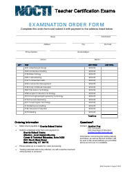 Document preview: Nocti Teacher Certification Examination Order Form - Utah