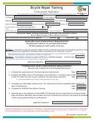 Document preview: Bicycle Repair Training Endorsement Application - Utah