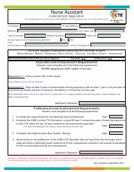 Document preview: Nurse Assistant Endorsement Application - Utah