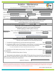 Document preview: Aviation - Maintenance Endorsement Application - Utah