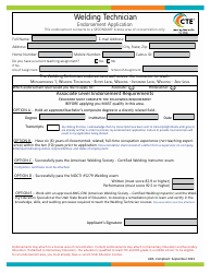 Document preview: Welding Technician Endorsement Application - Utah