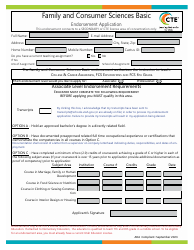 Document preview: Family and Consumer Sciences Basic Endorsement Application - Utah