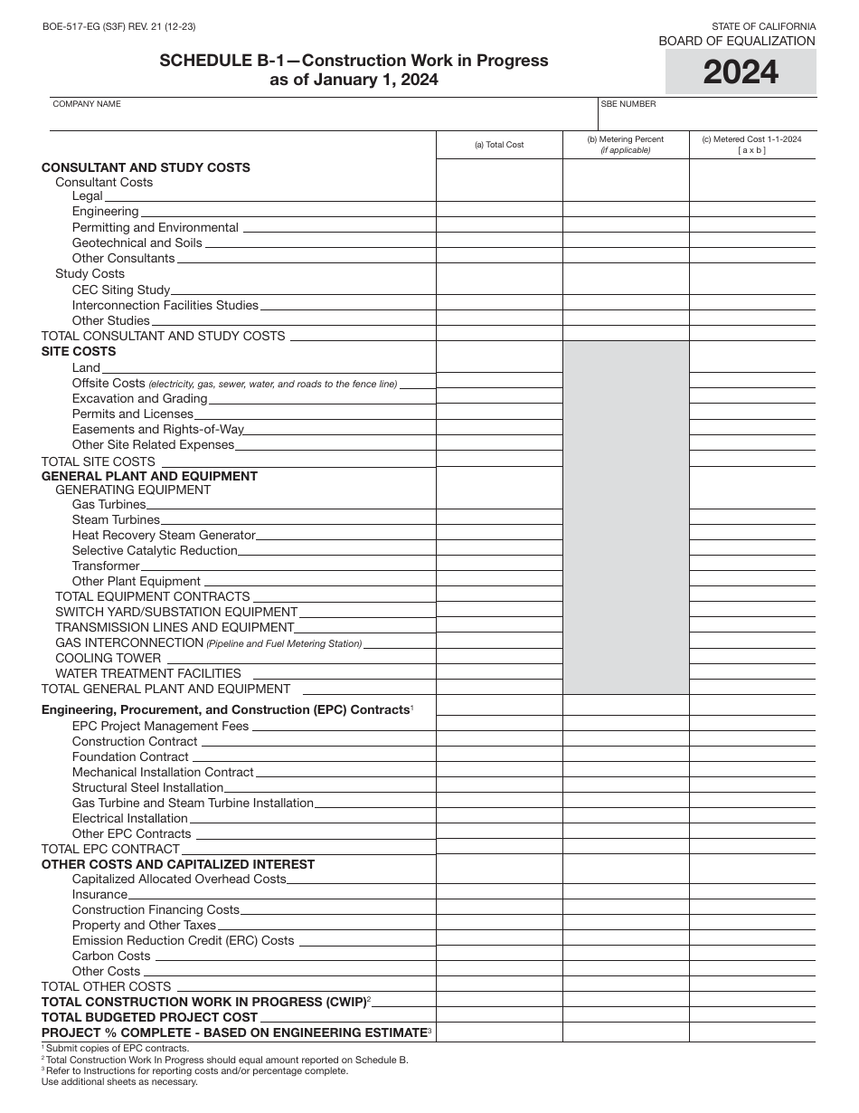 Form BOE-517-EG Property Statement - Electric Generation Companies - California, Page 5