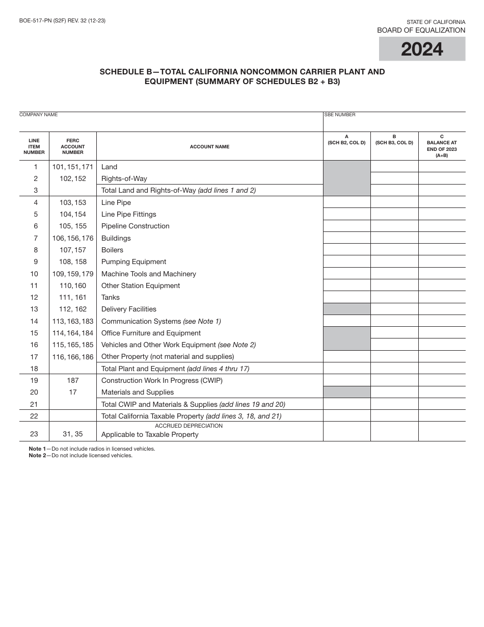 Form BOE-517-PN Property Statement - Intercounty Pipelines - Noncommon Carrier Pipelines - California, Page 3