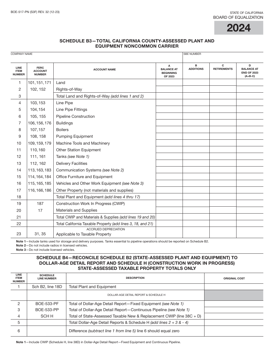 Form BOE-517-PN Property Statement - Intercounty Pipelines - Noncommon Carrier Pipelines - California, Page 5