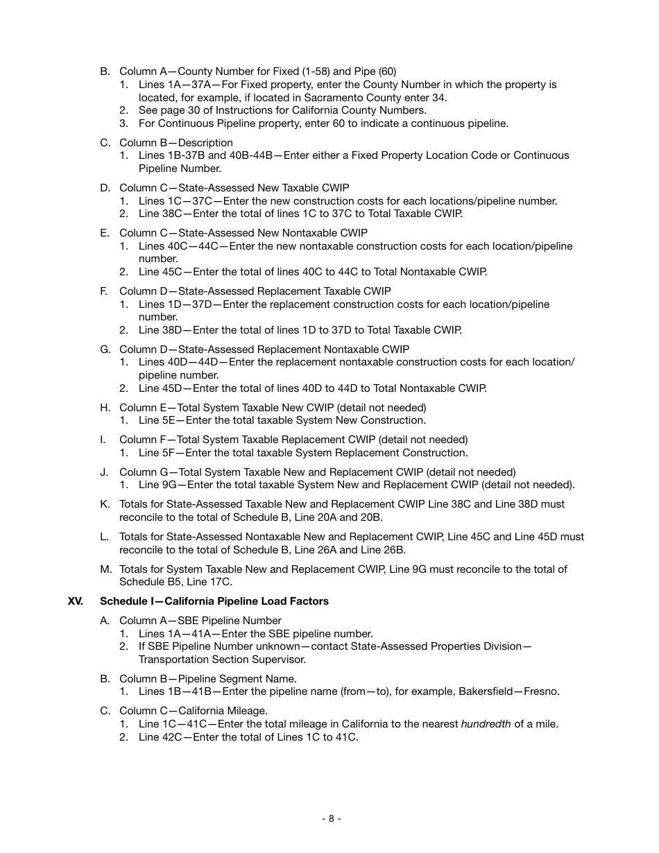 Instructions for Reporting State-Assessed Property - Intercounty Pipelines and Watercourses - California, Page 11