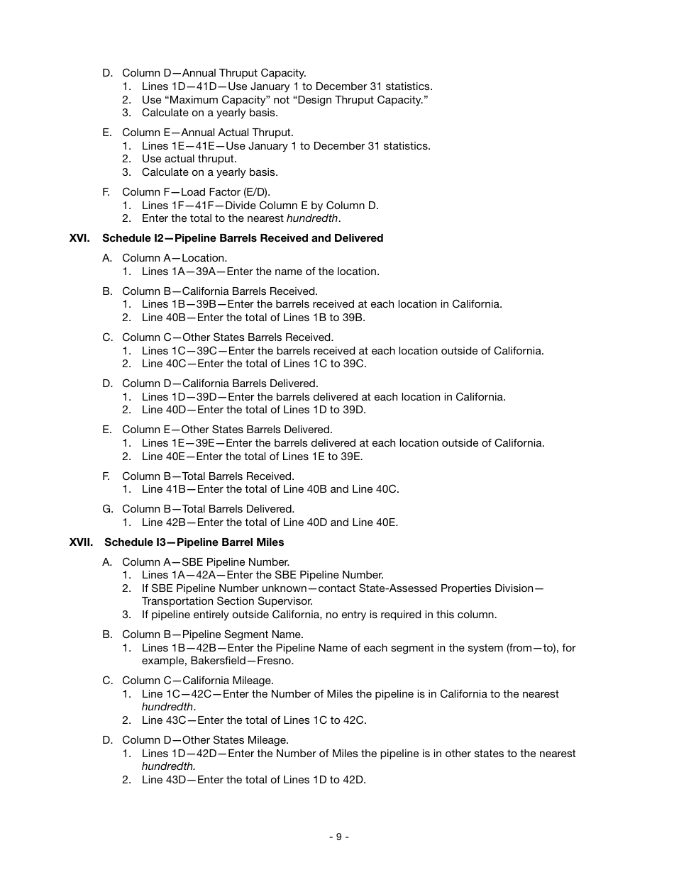 Instructions for Reporting State-Assessed Property - Intercounty Pipelines and Watercourses - California, Page 12