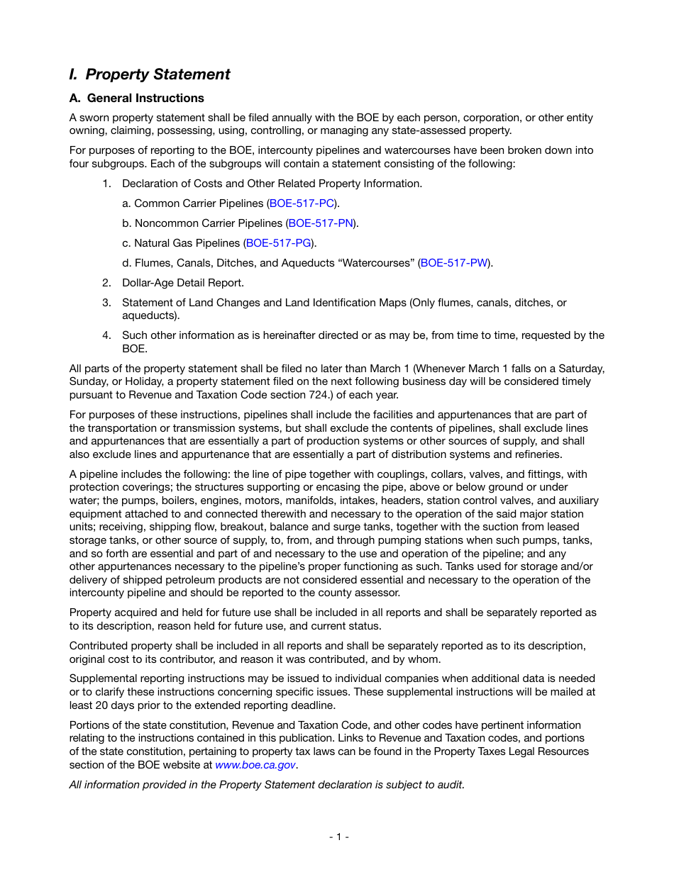 Instructions for Reporting State-Assessed Property - Intercounty Pipelines and Watercourses - California, Page 4