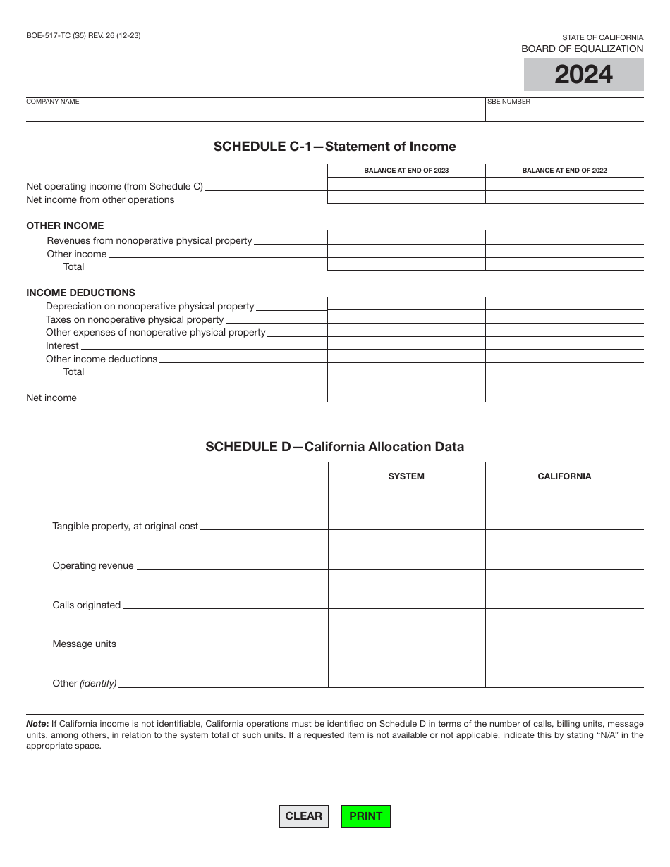 Form BOE-517-TC Property Statement - Telecommunications Carriers - California, Page 9