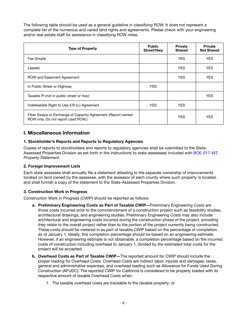 Instructions for Reporting State-Assessed Property - Wireless Telephone and Radio Common Carriers - California, Page 9