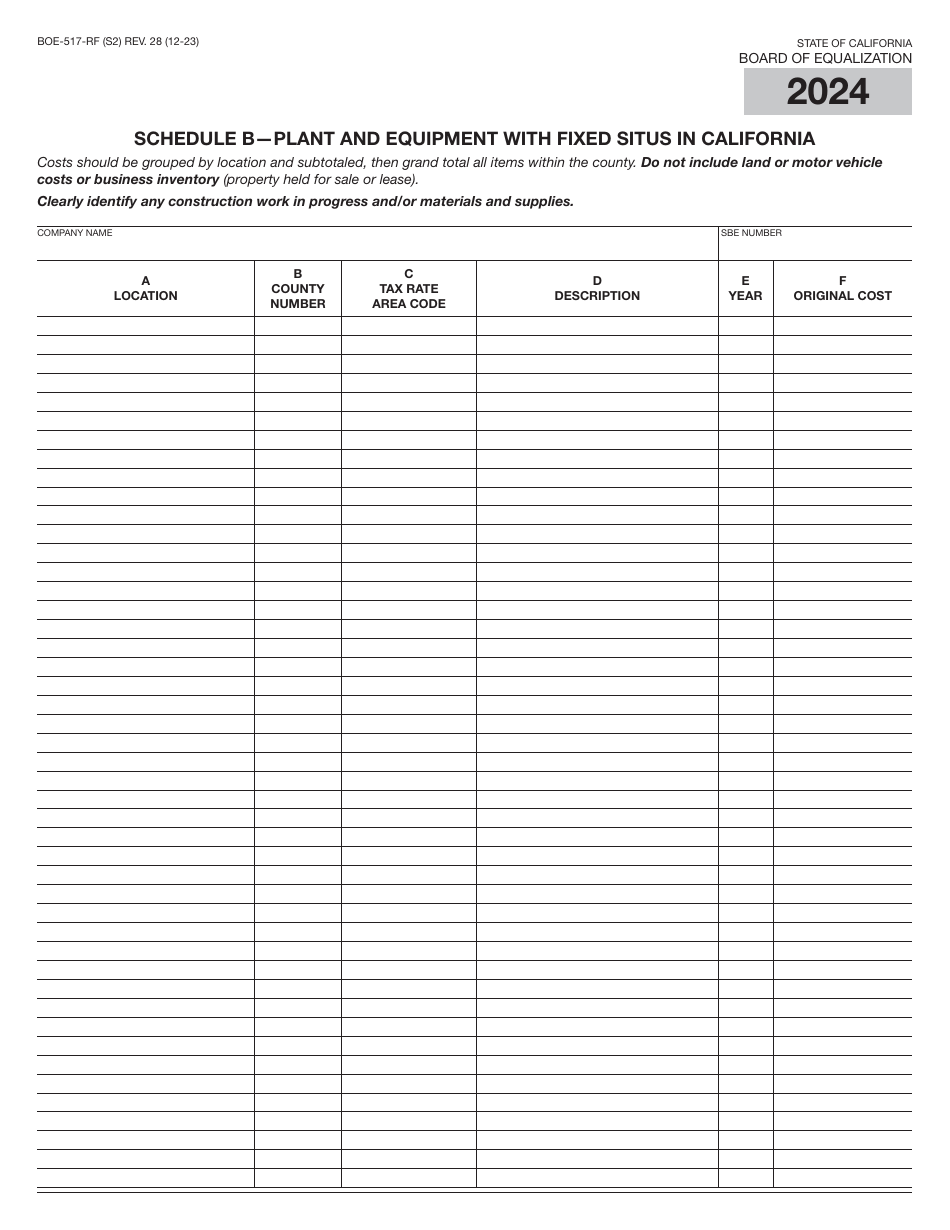 Form BOE-517-RF Property Statement - Railcar Maintenance Facilities - California, Page 3