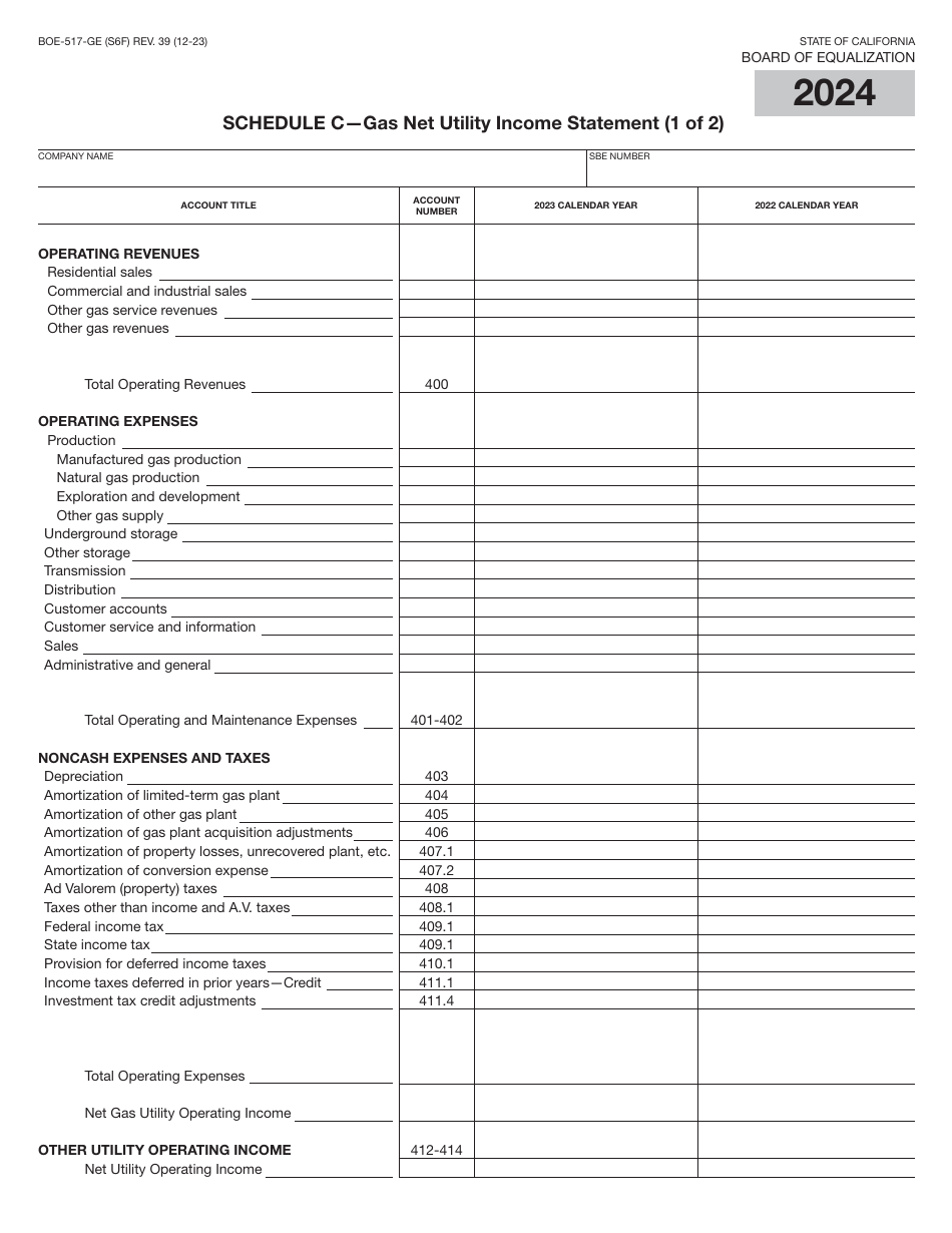 Form BOE-517-GE Property Statement - Gas and / or Electric Companies - California, Page 11