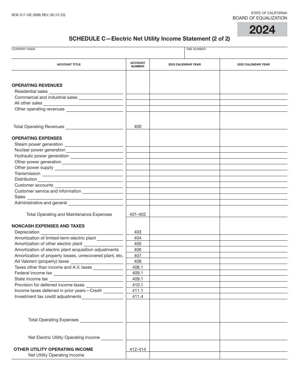 Form BOE-517-GE Property Statement - Gas and / or Electric Companies - California, Page 12