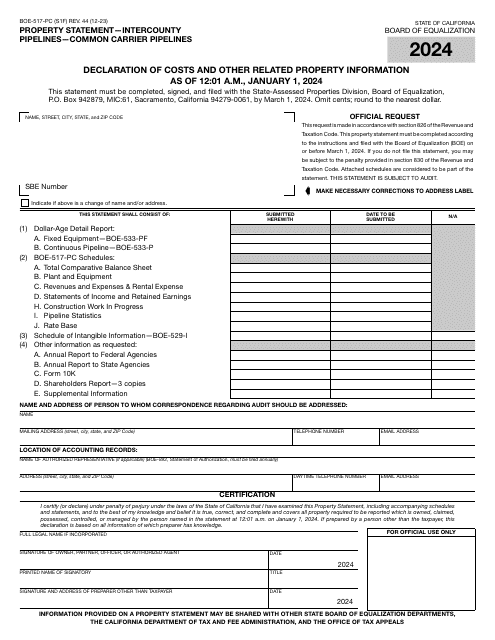 Form BOE-517-PC 2024 Printable Pdf