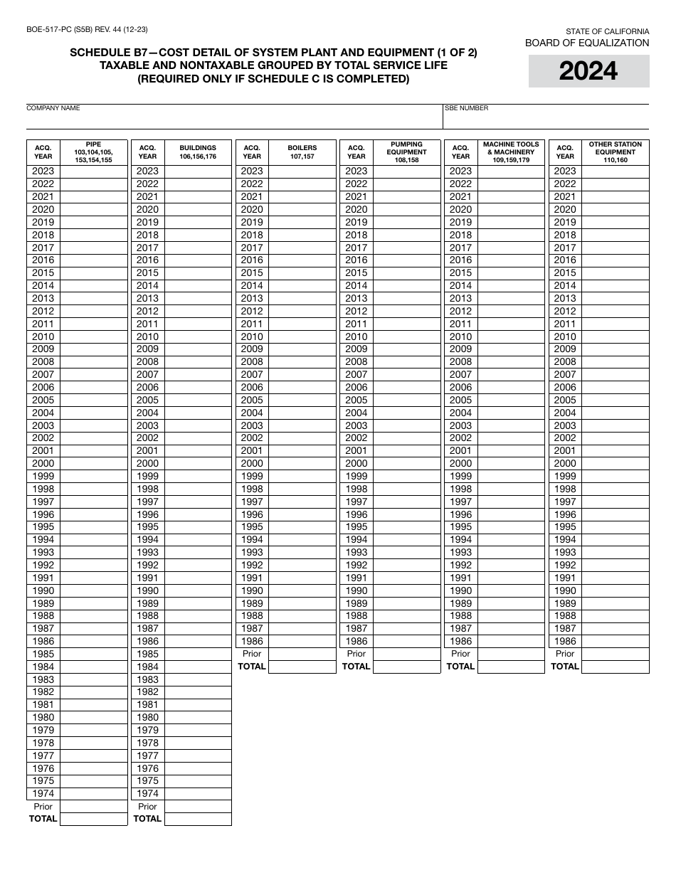 Form BOE-517-PC Property Statement - Intercounty Pipelines - Common Carrier Pipelines - California, Page 10