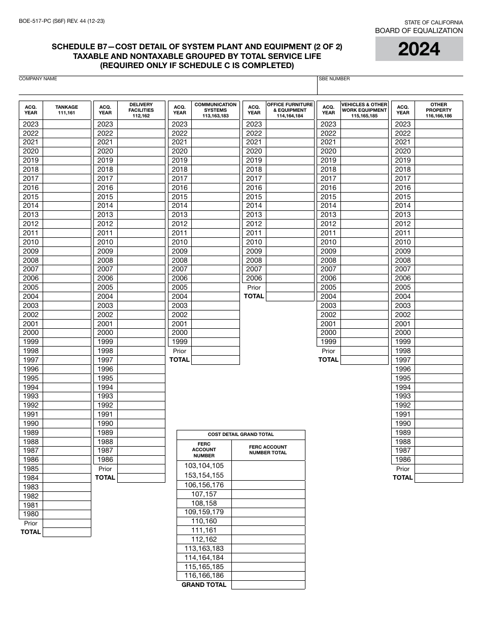 Form BOE-517-PC Property Statement - Intercounty Pipelines - Common Carrier Pipelines - California, Page 11