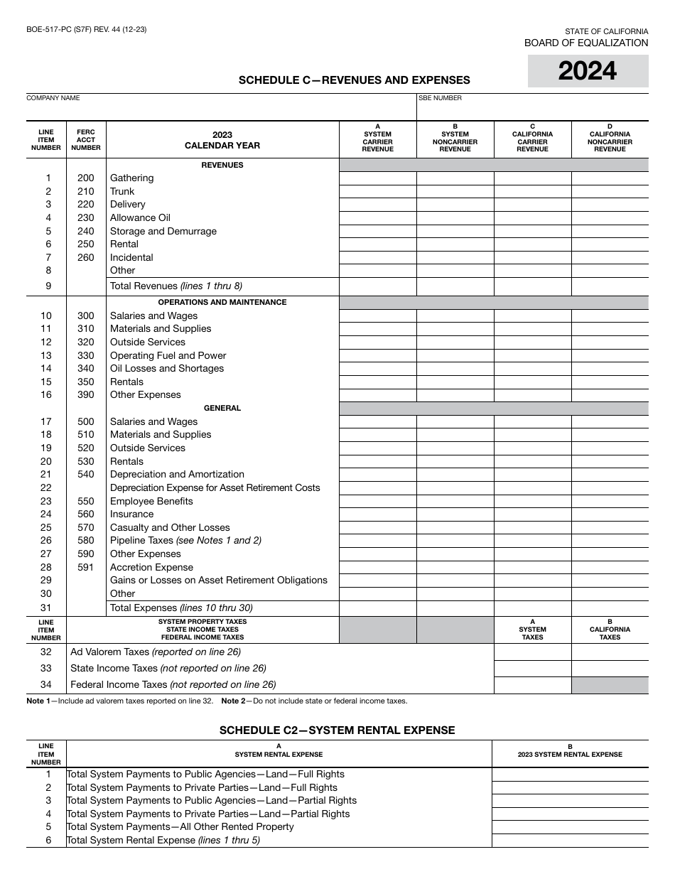 Form BOE-517-PC Property Statement - Intercounty Pipelines - Common Carrier Pipelines - California, Page 13