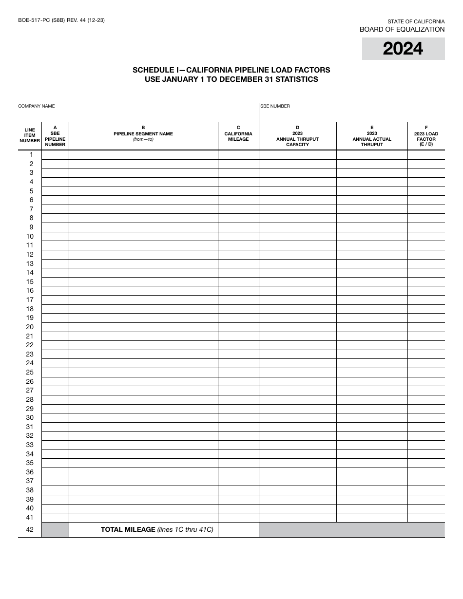 Form BOE-517-PC Property Statement - Intercounty Pipelines - Common Carrier Pipelines - California, Page 16