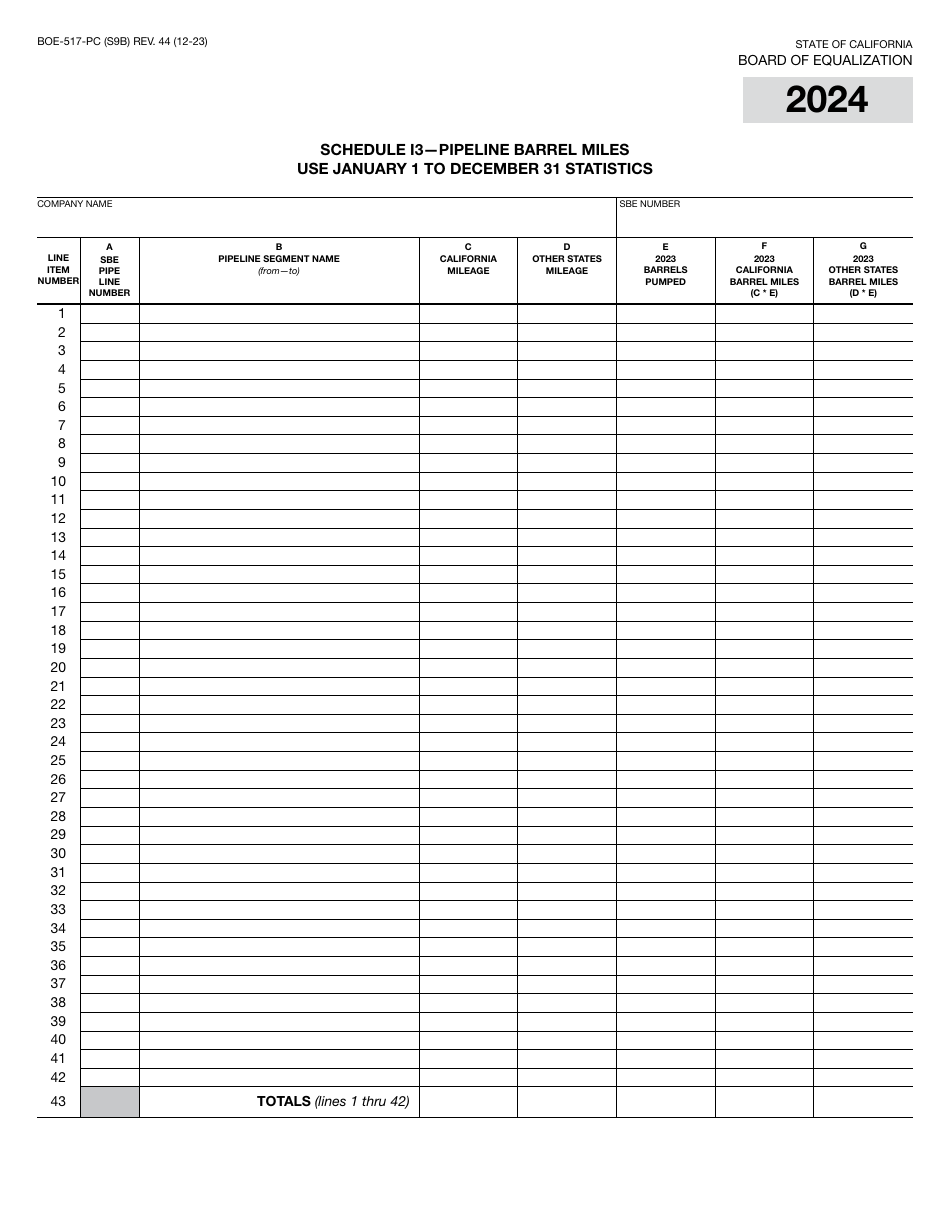 Form BOE-517-PC Property Statement - Intercounty Pipelines - Common Carrier Pipelines - California, Page 18
