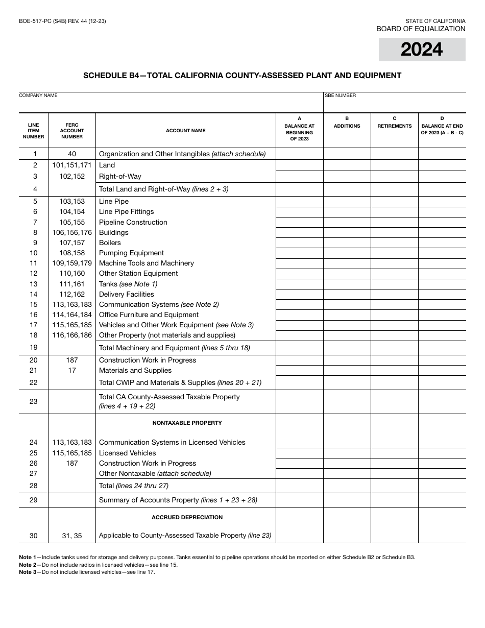Form BOE-517-PC Property Statement - Intercounty Pipelines - Common Carrier Pipelines - California, Page 8