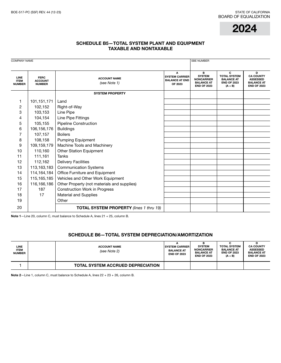 Form BOE-517-PC Property Statement - Intercounty Pipelines - Common Carrier Pipelines - California, Page 9