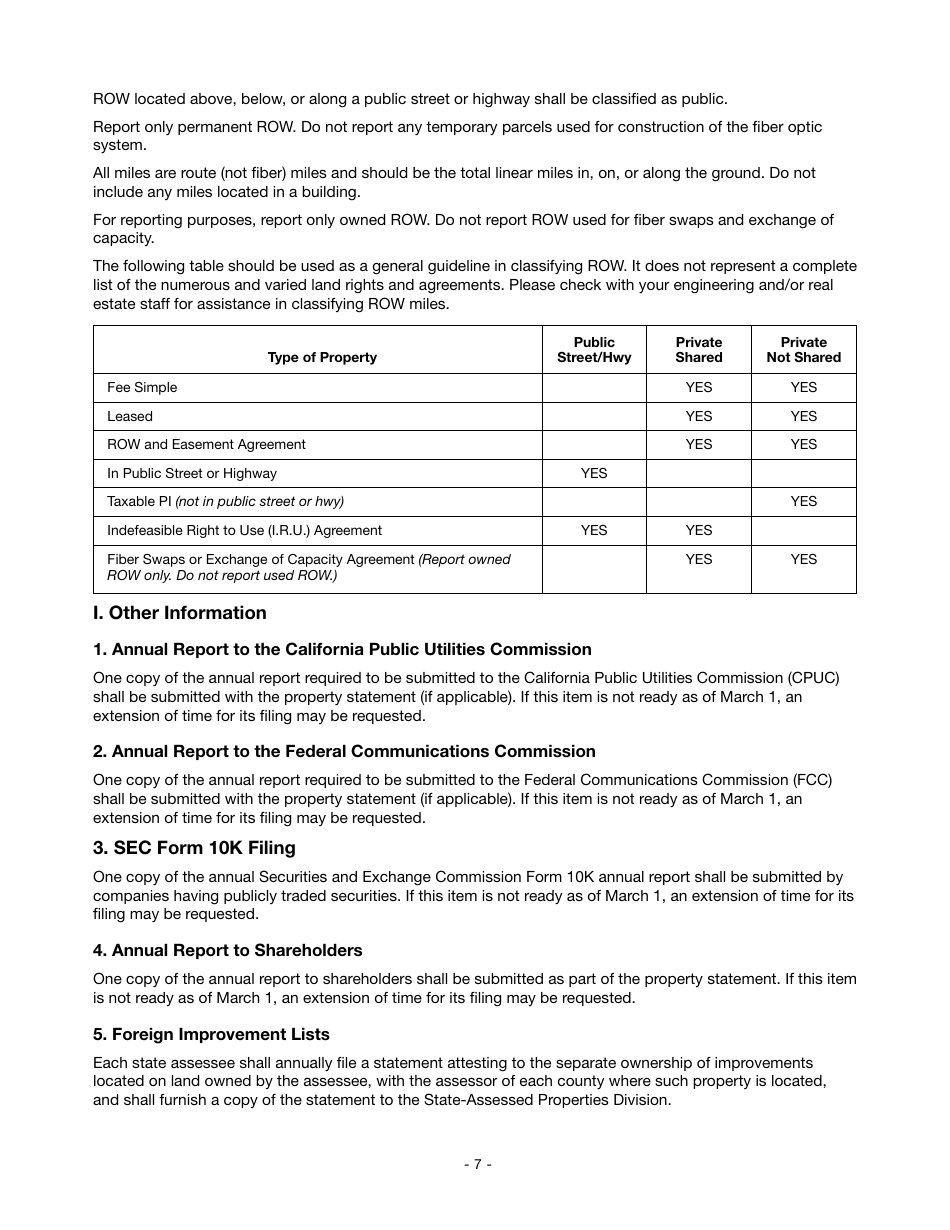 Instructions for Reporting State-Assessed Property - Telecommunication Carriers - California, Page 10