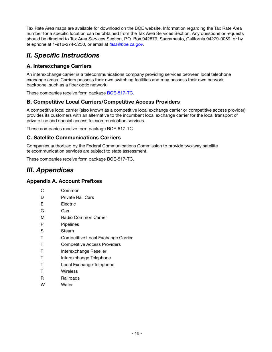 Instructions for Reporting State-Assessed Property - Telecommunication Carriers - California, Page 13