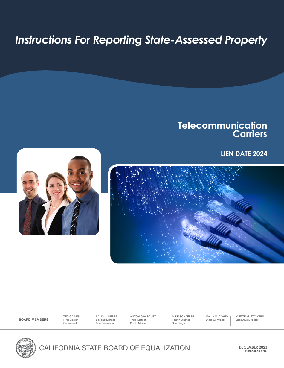 Instructions for Reporting State-Assessed Property - Telecommunication Carriers - California, Page 1