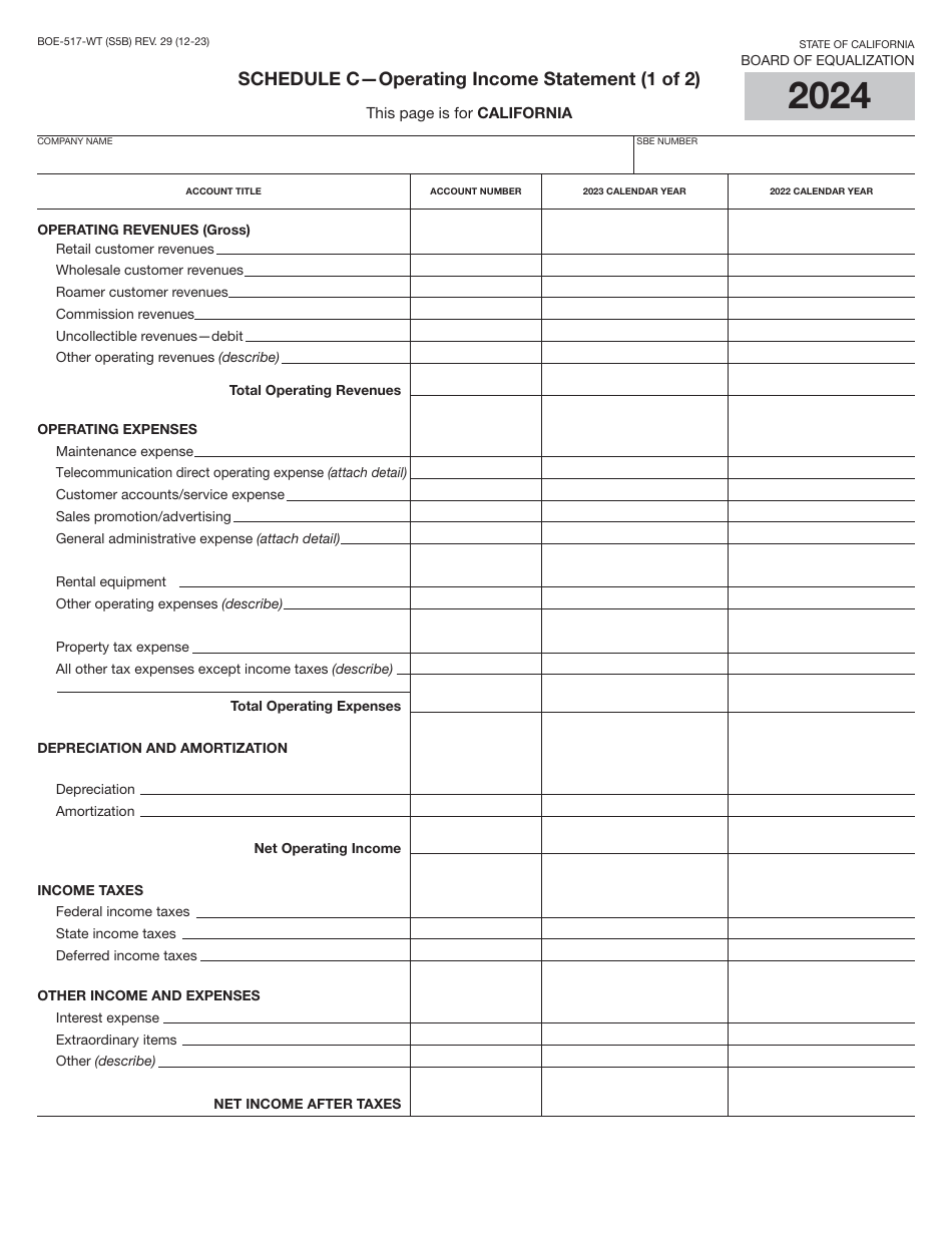 Form BOE-517-WT Property Statement - Wireless Telephone and Radio Common Carriers - California, Page 10
