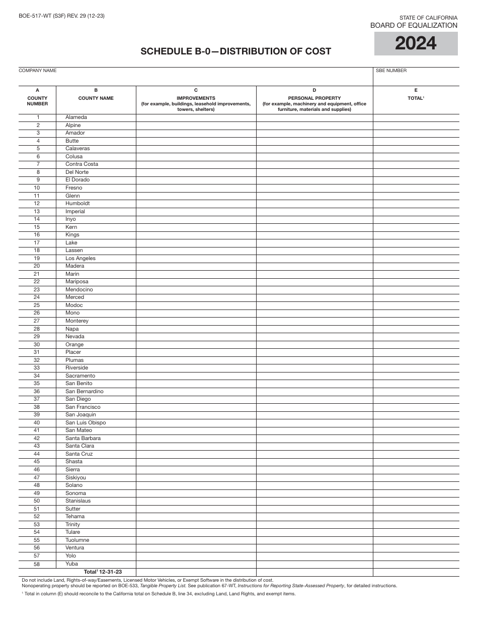 Form BOE-517-WT Property Statement - Wireless Telephone and Radio Common Carriers - California, Page 5