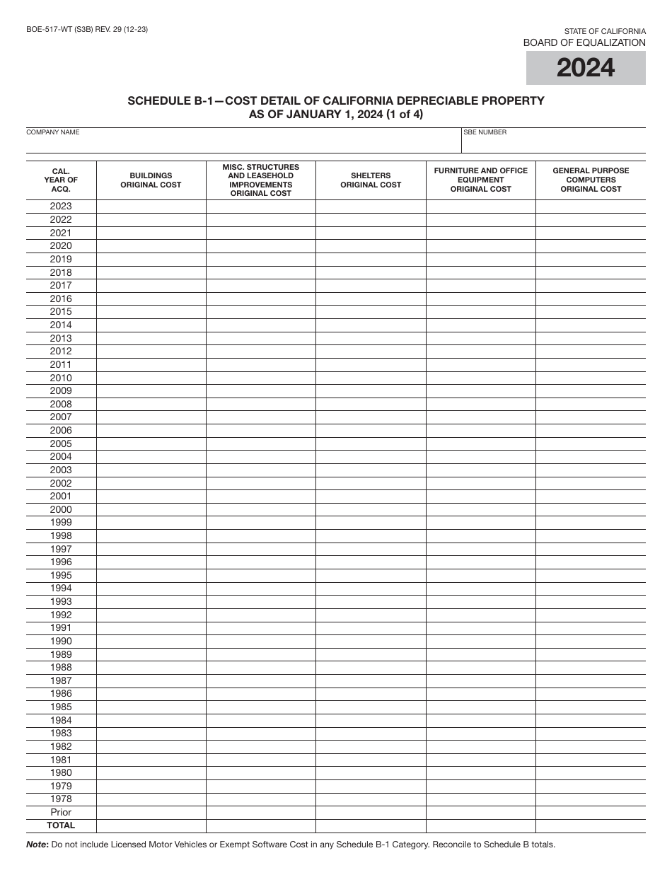 Form BOE-517-WT Property Statement - Wireless Telephone and Radio Common Carriers - California, Page 6
