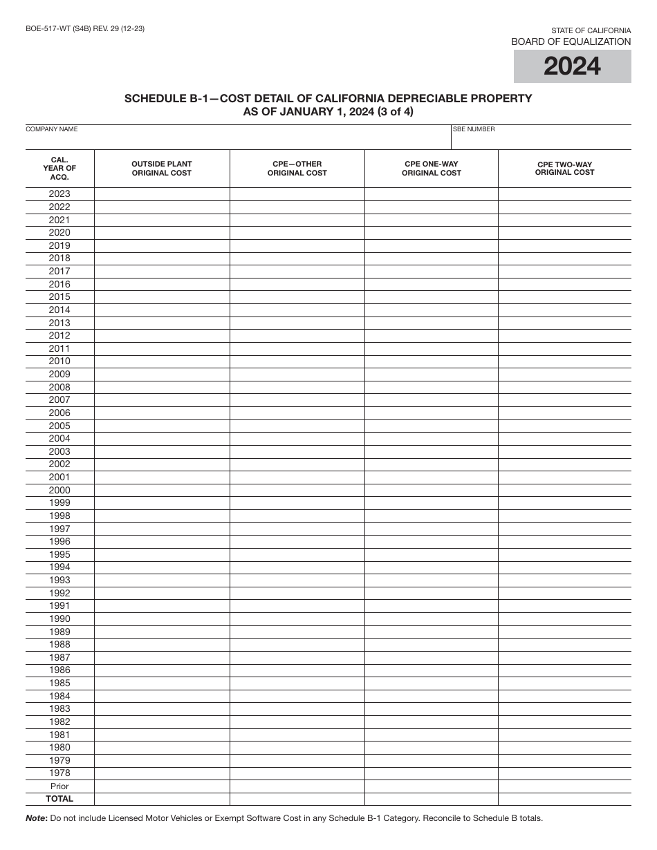 Form BOE-517-WT Property Statement - Wireless Telephone and Radio Common Carriers - California, Page 8