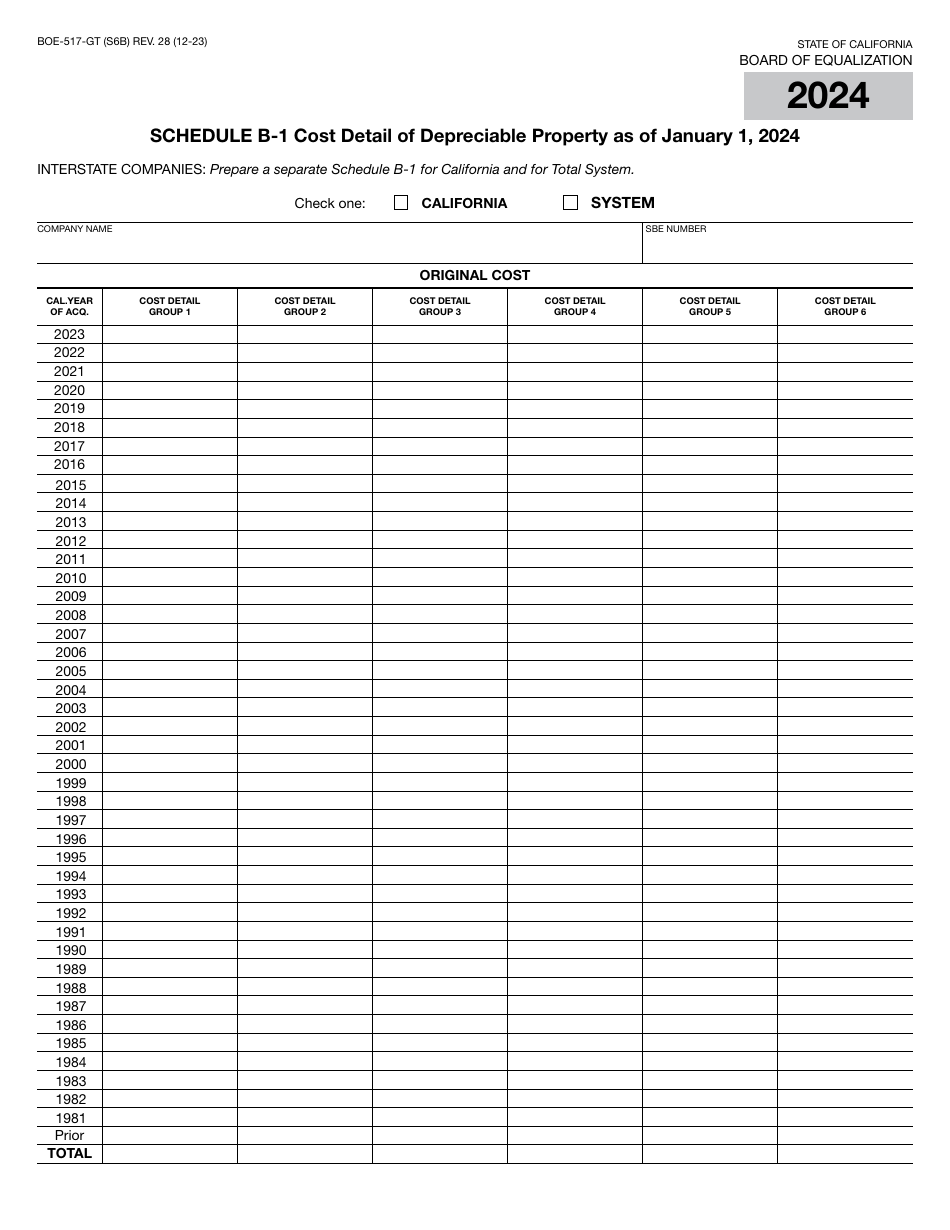 Form BOE-517-GT Property Statement - Gas Transmission Companies - California, Page 12