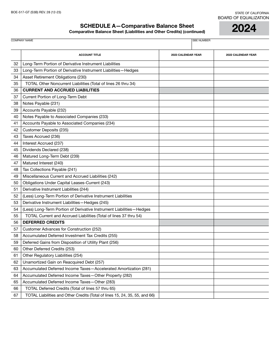 Form BOE-517-GT Property Statement - Gas Transmission Companies - California, Page 6