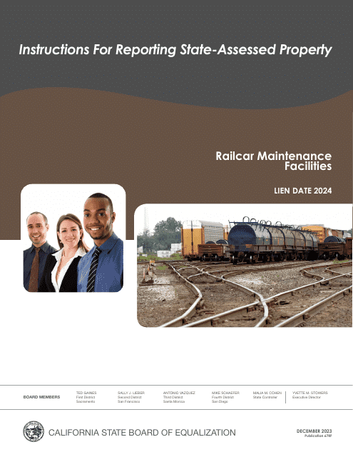 Instructions for Reporting State-Assessed Property - Railcar Maintenance Facilities - California, 2024