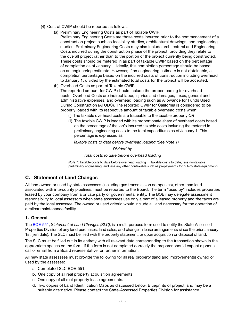 Instructions for Reporting State-Assessed Property - Railcar Maintenance Facilities - California, Page 6