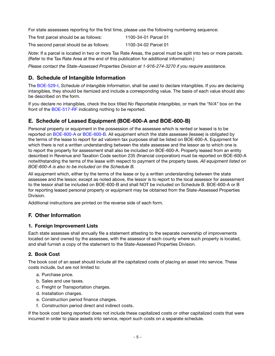 Instructions for Reporting State-Assessed Property - Railcar Maintenance Facilities - California, Page 8