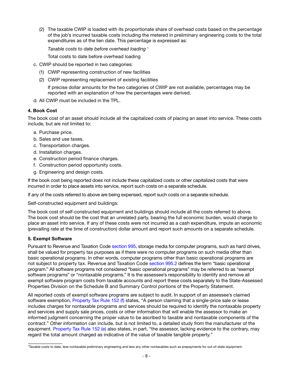 Instructions for Reporting State-Assessed Property - Telephone Companies-Local Exchange Carriers - California, Page 11