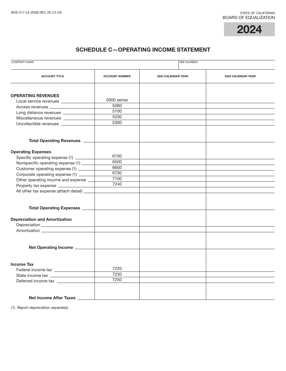 Form BOE-517-LE Property Statement - Local Exchange Telephone Companies - California, Page 10