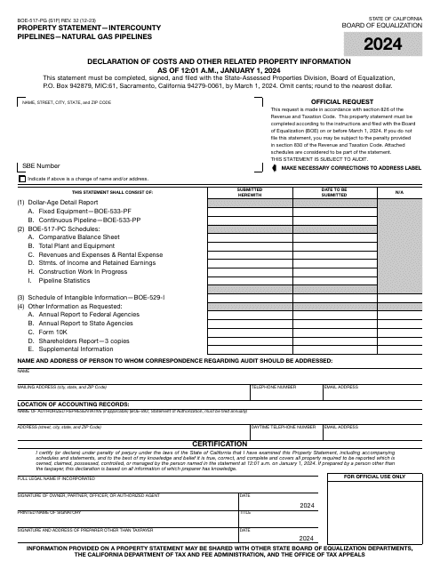 Form BOE-517-PG 2024 Printable Pdf