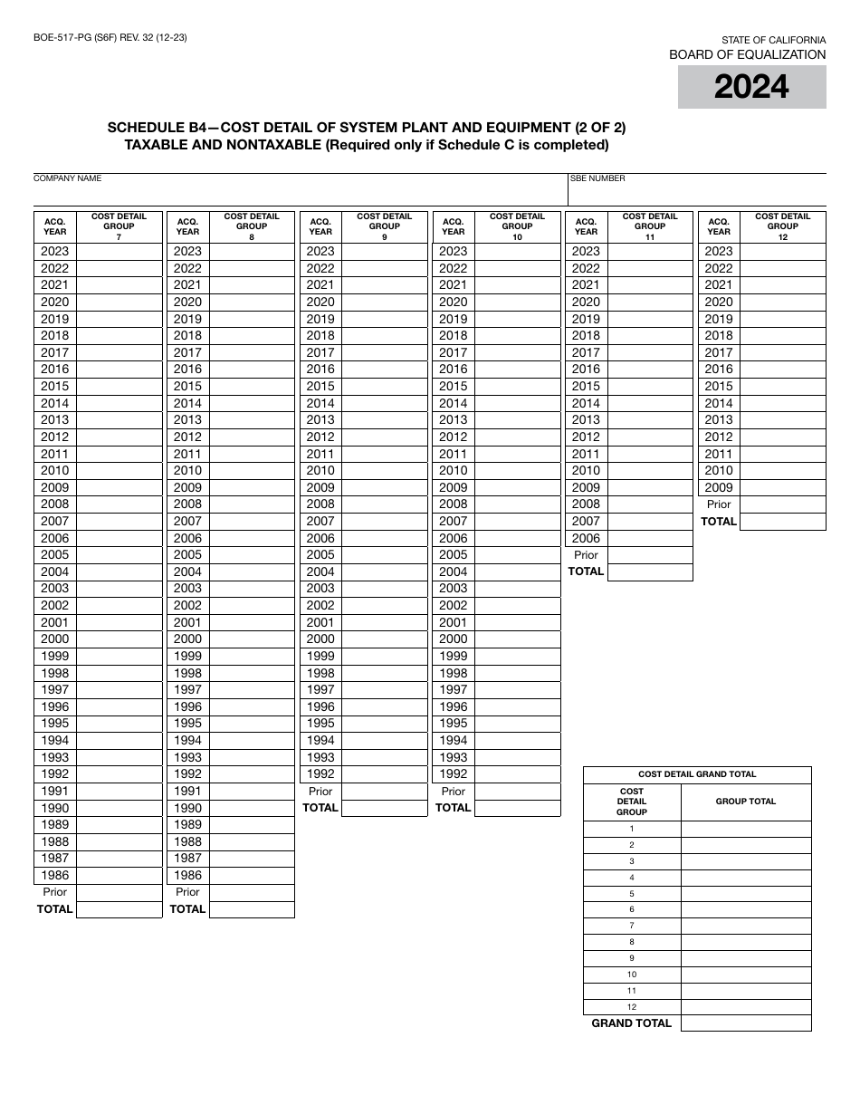 Form BOE-517-PG Property Statement - Intercounty Pipelines - Natural Gas Pipelines - California, Page 11