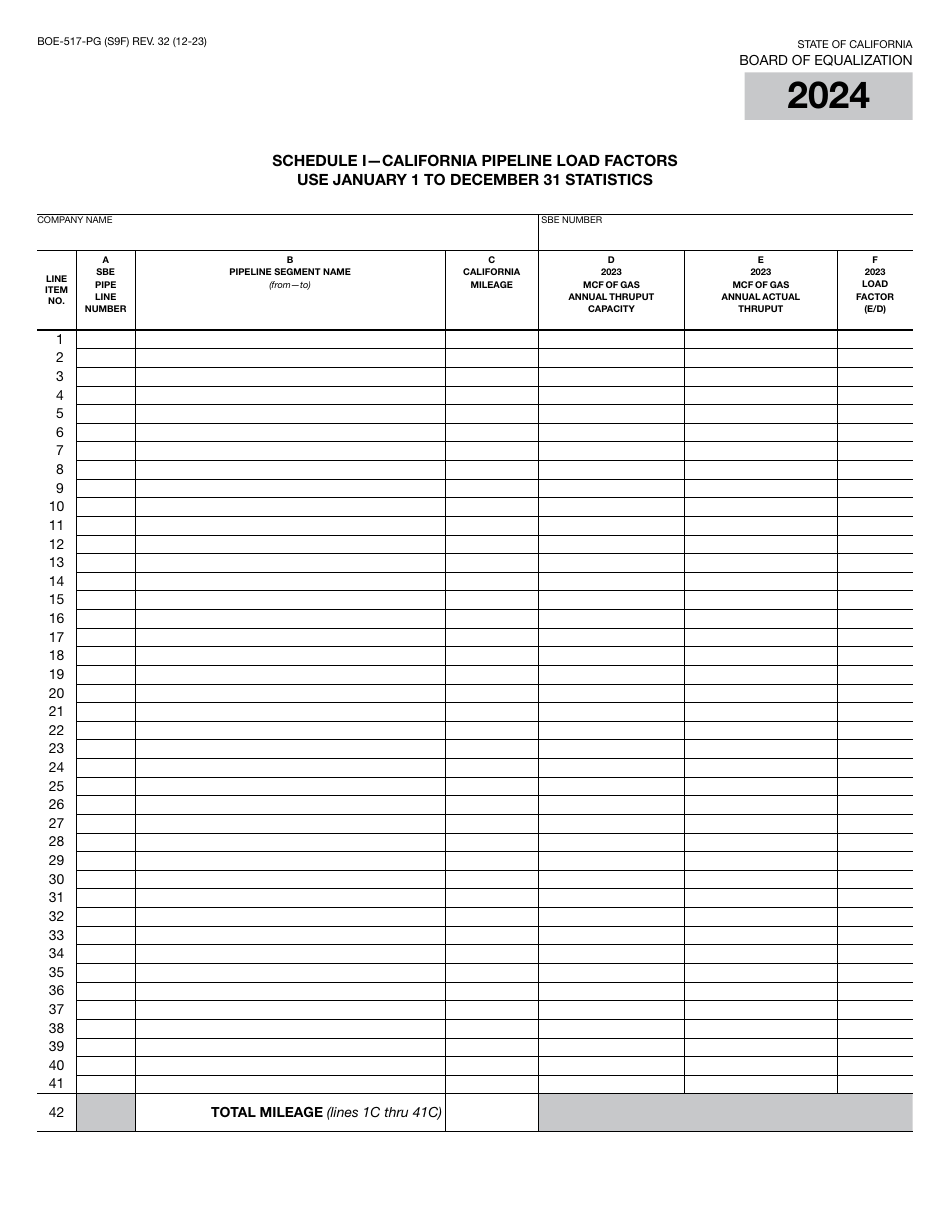 Form BOE-517-PG Property Statement - Intercounty Pipelines - Natural Gas Pipelines - California, Page 17