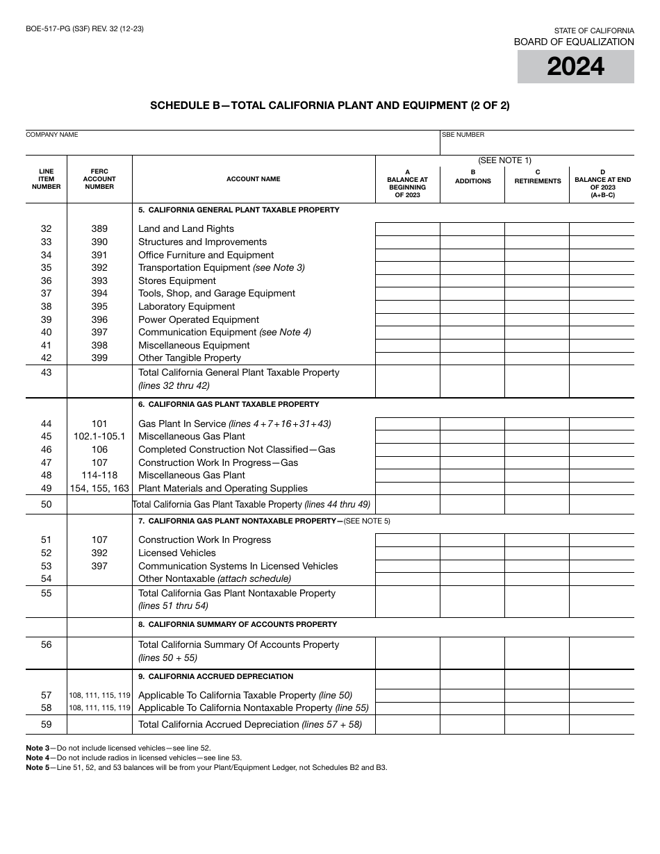 Form BOE-517-PG Property Statement - Intercounty Pipelines - Natural Gas Pipelines - California, Page 5