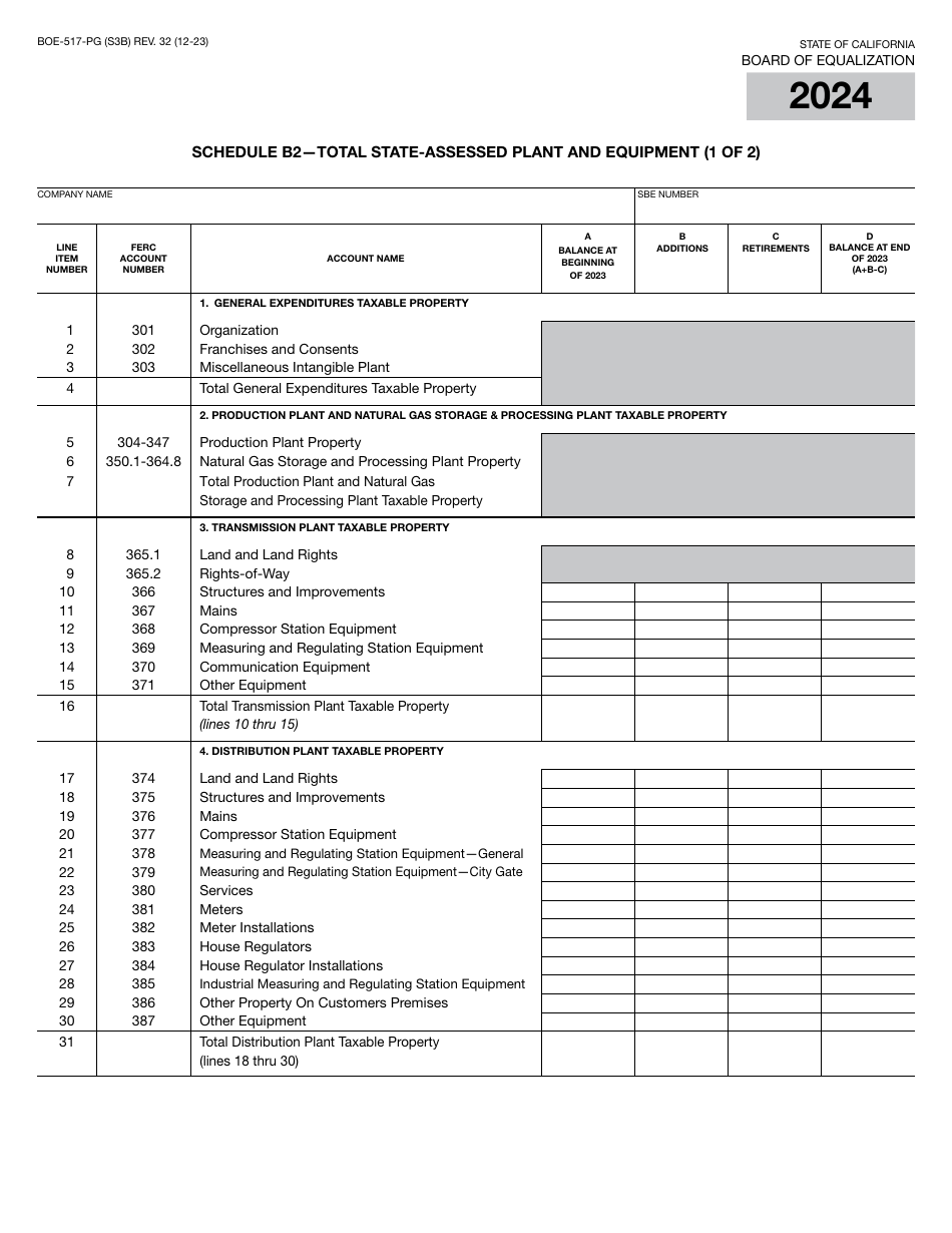 Form BOE-517-PG Property Statement - Intercounty Pipelines - Natural Gas Pipelines - California, Page 6