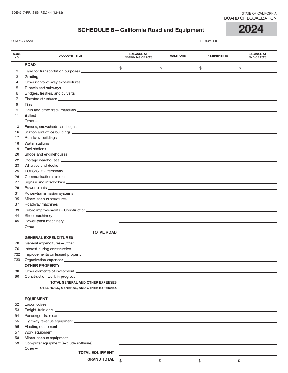 Form BOE-517-RR Property Statement - Railroads - California, Page 4