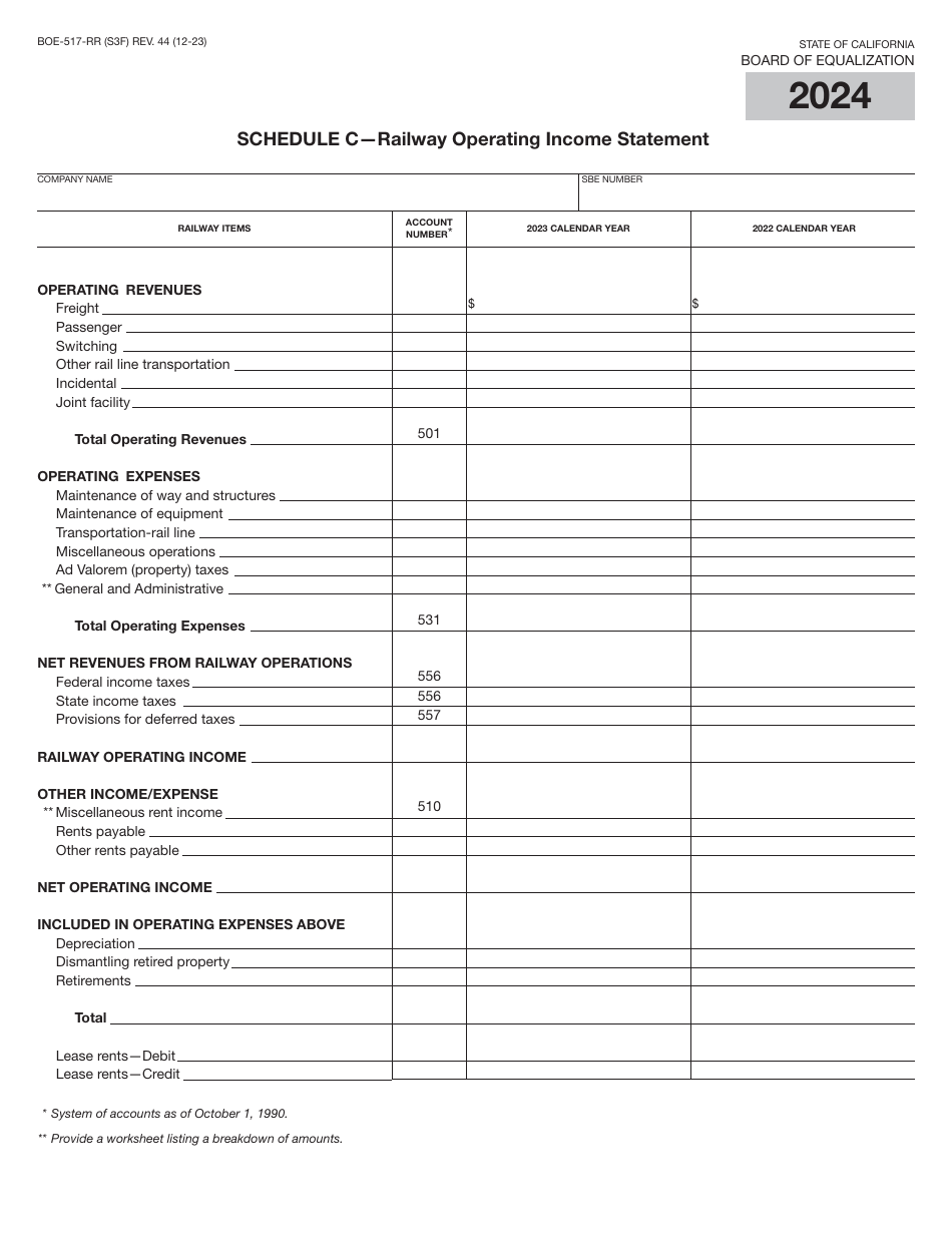 Form BOE-517-RR Property Statement - Railroads - California, Page 5